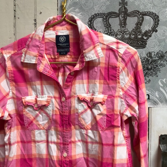 American Eagle Womens Hot Pink Plaid 